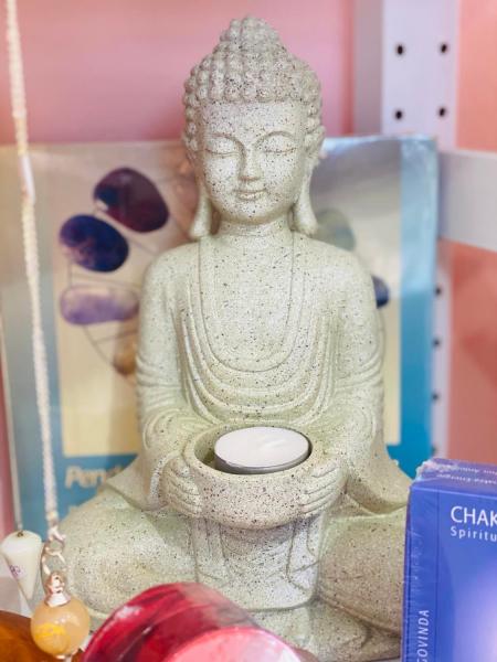 Meditierender Buddha mit Teelichthalter